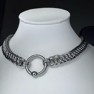 chunky steel chainmaille choker necklace